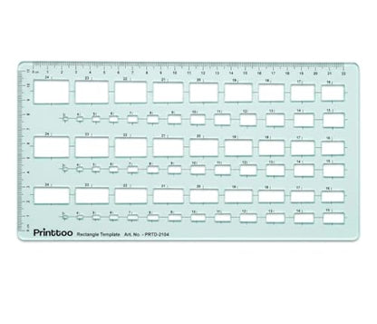 Printtoo 2 mm Acrylic Rectangle Stencil Ruler 24.2 x 12.2 cm, Multi Size Rectangular Cutout Template for Box Layouts, Technical Drafting, Architecture Plans, Geometry, Art and Engineering - color: Series-PRTD-2104