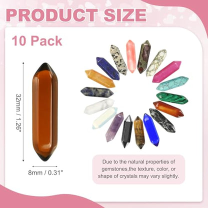 MECCANIXITY 10 Pack Tea Quartz Crystals, Polished Crystals Bulk Hexagonal Shaped Meditation Gemstone for Jewelry Making Energy Balance Accessories Gifts - color: Tea Quartz