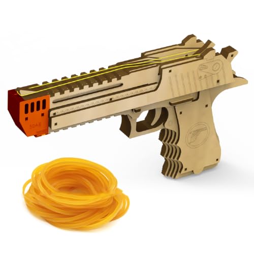 VJOALIN 3D Wooden Puzzles, Desert Eagle Wood Puzzles Gun Rubber Band Pistol Toys Machinery Model Best Present Puzzle for Adults