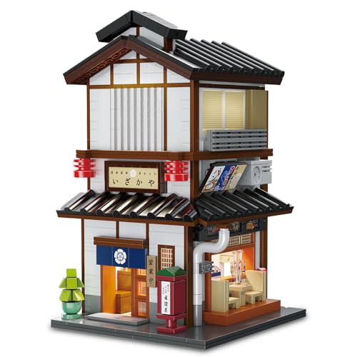 CaDA Master C66019W Japanese Style Yakitori Izakaya House Building Set,City Street Brick Kit with Lights, 1195PCS Modular House Idea Collect Gift for Adults - color: C66019w
