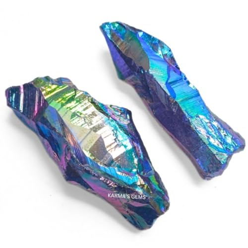 Crystals, Rocks, Jade, Crystals and Healing Stones, Witchcraft Supplies, Healing Crystals, Stones, Healing Stones, Rock Collection, Agate, Raw Stones (Amethyst Tanzine Aura Quartz, 2 Pcs) - color: Amethyst Tanzine Aura Quartz