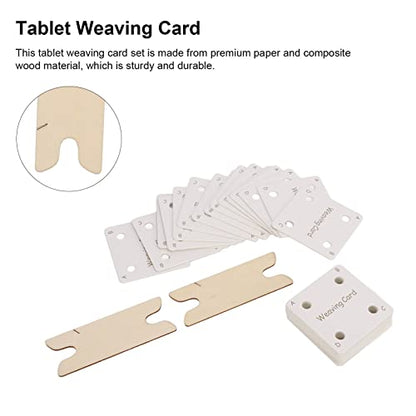 Weaving Cards, 30 Pieces Tablet Weaving Card Sturdy Flexible Paper Cards with 2 X Shuttles Replacement for Inkle Weaving Supplies, Weaving