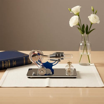 Sunnytech Hot Air Stirling Engine Motor Model Educational Toy Electricity Generator Colorful LED SC (SC010) - style: SC010