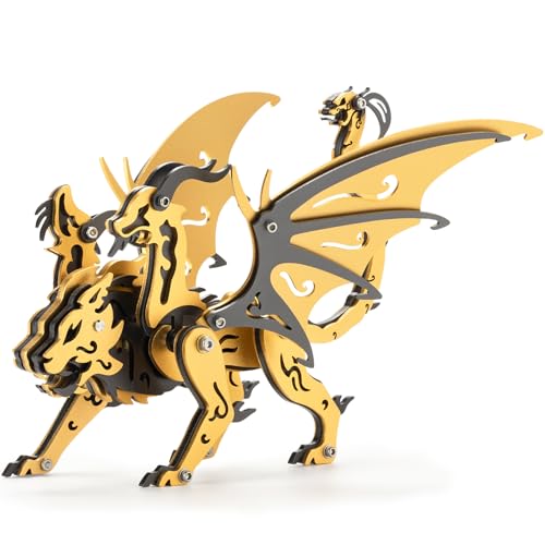 3D Metal Puzzles,3D Metal Puzzle for Adults,Mechanical Model Kit Chimera Black and Gold,Steel 3D Puzzles Stainless Steel Ornaments for Adults Home Decor Art Craft Gifts Toys. - color: A9