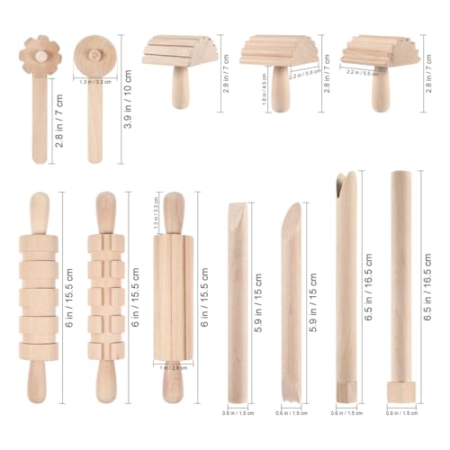Garneck 12Pcs Wooden Clay Tools Set for Kids: Dough Rolling Modeling Accessories Pottery Sculpting Kit Modeling Accessories for Early Education Art Craft Activity Home School (Pack of 3) - size: 16.50X1.50X1.50CM (Pack of 3)