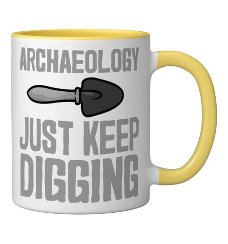 Cool Archaeology For Men Women History Anthropology Ceramic Mug, Yellow/White, 11oz - color: Yellow/White, size: 11 Ounces