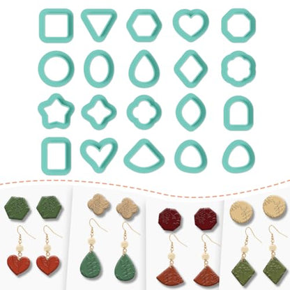 20pcs Basic Shape Geometric Clay Cutters, Polymer Clay Cutting Tools for Earrings Jewelry Making, Clay Jewelry Making Kit - style: Basic shaped (20 pcs)