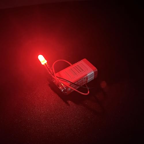 50 Pcs 5MM Red Pre-Wired LED Diodes, 620-630nm 3-12V DC with Current Limiting Resistor & Mounting Rings, 120° Diffused Lens for US Model Making, Car Indicator - color: Red / 50 Pcs