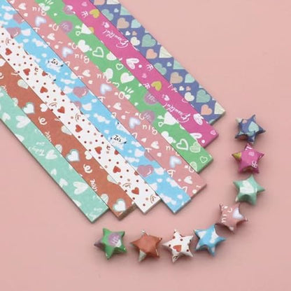 Star Origami Paper Star Paper Strip Sided Origami Stars Paper Lucky Star Decoration Paper Strips DIY Hand Art Crafts(Love (540 sheets))