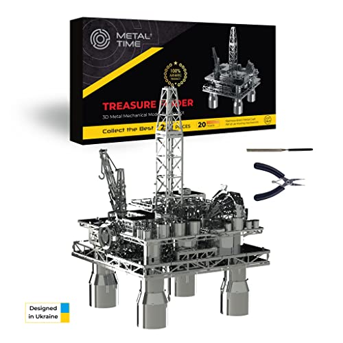 METAL-TIME, Offshore Drilling Rig Model, Metal Model Kits, Offshore Platform, 3D Metal Puzzle, Treasure Researcher Mechanical Model Kit to Build for Adults