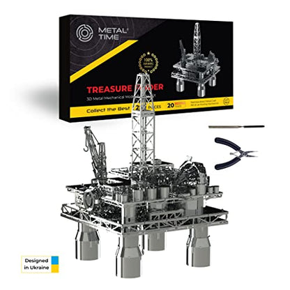 METAL-TIME, Offshore Drilling Rig Model, Metal Model Kits, Offshore Platform, 3D Metal Puzzle, Treasure Researcher Mechanical Model Kit to Build for Adults