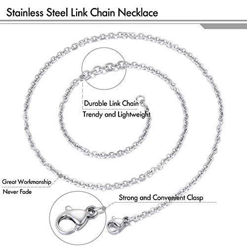 30 Pack 16 Inch Necklace Chain Stainless Steel Link Cable Chain Necklace with Lobster Clasps for DIY Jewelry Making - size: 16 Inches