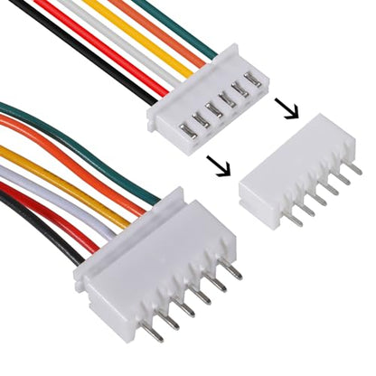 ACEIRMC 10Pairs JST-XH Connector Kit, XH 2.54mm 6 Pin Header Male and Female Connectors Plug Adapter with Flat Wire Cable 200mm 26AWG Compatible with JST XH (6P) - color: 6P