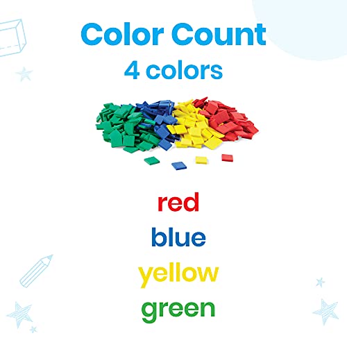 hand2mind Plastic Square Color Tiles, Plastic Bingo Chips, Math Bingo Tokens, Math Manipulatives for Elementary School, Counters for Kids Math, Childrens Counting Manipulatives (Set of 400)