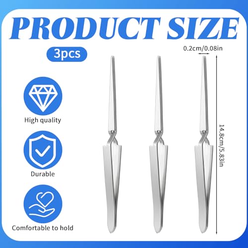 3 PCS Precision Cross Locking Tweezers for Crafting, Precision Tweezers for Crafts, Stainless Steel Reverse Tweezer for Paper Crafting Modeling Soldering Jewelry Electronics Laboratory