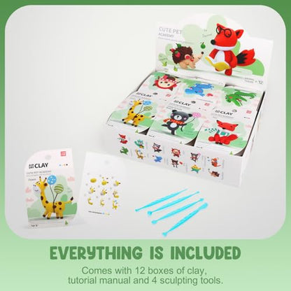 LOUFOR Air Dry Clay Kits for Kids, 12 Boxes - color: #04-Cute Pet Academy