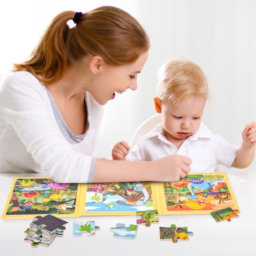 LovesTown Magnetic Puzzles Book, Dinosaur, 48 Piece - size: Medium, style: Dinosaur