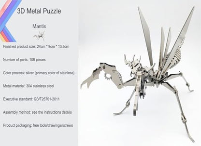 FILASLFT 3D Metal Puzzles for Adults,Mechanical Mantis 3D Puzzles - color: A3-spider King-silvery