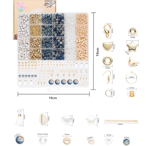 Xylise 6mm/8mm Crackle Glass Beads Bracelet Making Kit Crystal Glass Beads Jewelry Making Kit, Friendship Bracelet kit for DIY Crafts Gifts - color: Two-tone blue