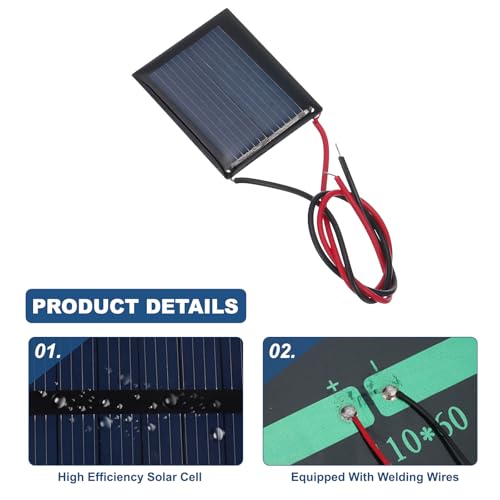 MECCANIXITY 5 Pcs 1V 0.08W 80mA Mini Solar Panels, Small Polycrystalline Solar Cell Panel with 2 Cable for DIY Electric Toy Materials Kits Charger, 30mm x 25mm - style: 1V 0.08W 80mA