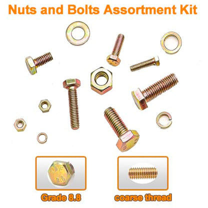 1480pcs Metric Nuts and Bolts Assortment Kit, M4 M5 M6 M8 Bolt Assortment, Grade 8.8 Alloy Steel with Yellow Zinc Plated, Length from 12-30mm - size: 1480PCS Metric (M4, M5, M6, M8)