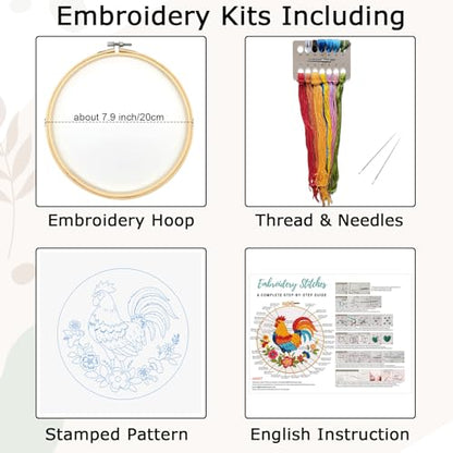 Nuberlic Embroidery Kit for Beginners, Rooster Needlepoint kit - color: Rooster