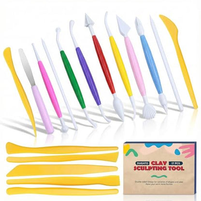 DUGATO Clay Sculpting Tools, 17 pc Double-Sided Modeling Set - size: 17