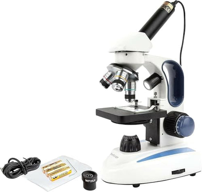 AmScope Digital Cordless Compound Monocular Microscope, 1.3MP Camera - style: M158C-2L-E1