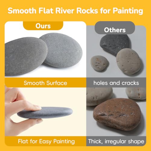 Simetufy 100Pcs 2-4 Inch River Rocks for Painting, Large Flat Smooth Stones - size: 2-4in-100pcs