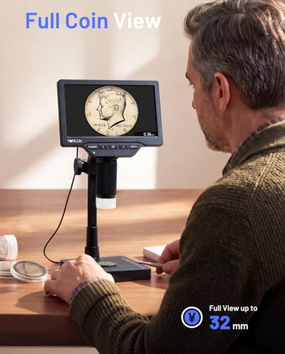 TOMLOV Coin Microscope with Weighing Scale, 7" Digital Magnifier DM4W Max - size: 7-inch