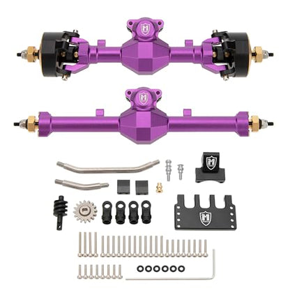 MEUS Racing Isokinetic 3-Section CVD Front and Rear Axles Maximum Steering Angle 52° Wider +5MM for Axial SCX24 Deadbolt C10 JLU Gladiator Bronco 1/24 RC Crawler Upgrade Parts (Anodized Purple) - color: Purple