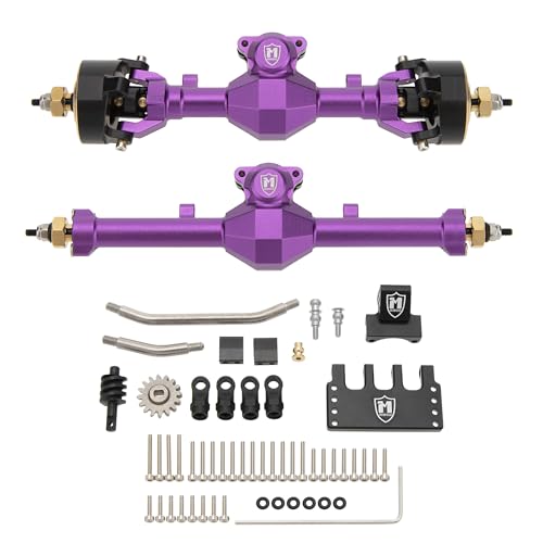 MEUS Racing Isokinetic 3-Section CVD Front and Rear Axles Maximum Steering Angle 52° Wider +5MM for Axial SCX24 Deadbolt C10 JLU Gladiator Bronco 1/24 RC Crawler Upgrade Parts (Anodized Purple) - color: Purple