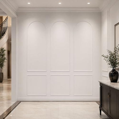 3 Set Arch Peel and Stick Wall Molding Kit, Premade Wainscoting Panels - color: white 64''x24''