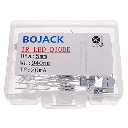 BOJACK LED Infrared Emitter and IR Receiver Diode, LEDs Infrared Emission and Receiver Tube for Arduino （Pack of 10 Pairs）