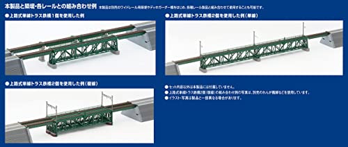 TOMIX N Gauge 3267 Topway Single Line Truss Railway Railway Traffic Bridge S280 (F), Deep Green (PC Bridge Legs and 2 Pieces)
