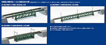 TOMIX N Gauge 3267 Topway Single Line Truss Railway Railway Traffic Bridge S280 (F), Deep Green (PC Bridge Legs and 2 Pieces)