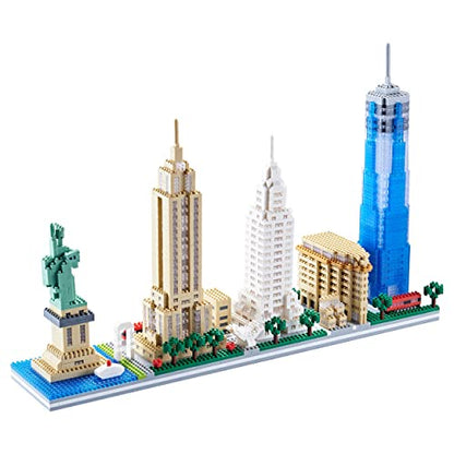 YaJie New York Skyline Micro Mini Blocks Building Set, Collection Model Kit - Detailed City Architecture for Adults（3452 Pcs） - color: New York Skylines
