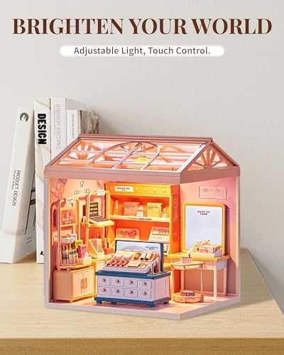 Kisoy DIY Miniature House Kit, Tiny House Kit with Furniture and LED Light, Mini Blocks Model Kit Sets, DIY Crafts/Hobbies Toys for Adults（Beauty Store） - color: Beauty Store