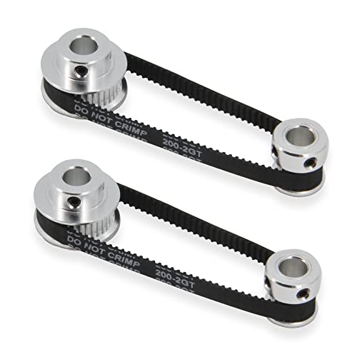 2PCS Set GT2 Synchronous Wheel 20&36 Teeth 8mm Bore Aluminum Timing Pulleys with 2PCS Length 200mm Width 6mm Belt (20-36T-8B-6) - style: 20-36T-8B-6