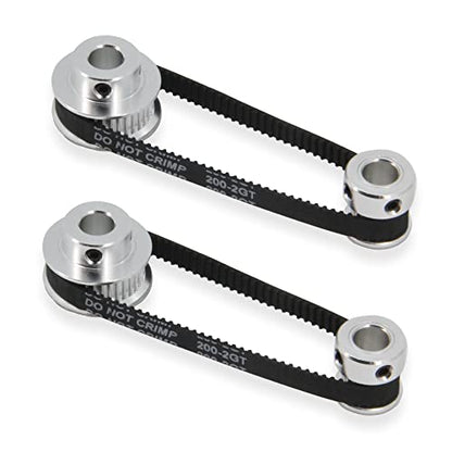 2PCS Set GT2 Synchronous Wheel 20&36 Teeth 8mm Bore Aluminum Timing Pulleys with 2PCS Length 200mm Width 6mm Belt (20-36T-8B-6) - style: 20-36T-8B-6
