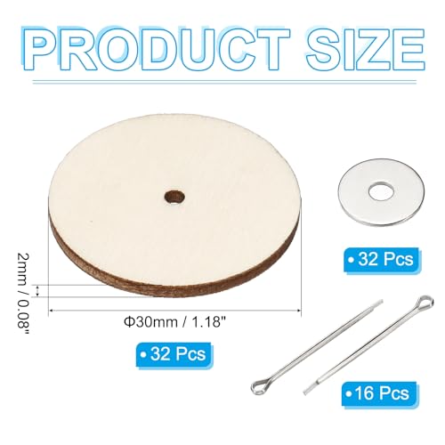 PATIKIL 30mm Doll Joints, 16 Set Removable Cotter Pin Joints Connector and Fiberboard Tray for Bear Limbs Making Head DIY Crafts Accessories - size: 30mm