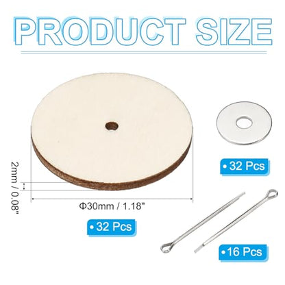 PATIKIL 30mm Doll Joints, 16 Set Removable Cotter Pin Joints Connector and Fiberboard Tray for Bear Limbs Making Head DIY Crafts Accessories - size: 30mm