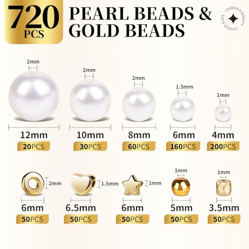 LEOBRO Pearl Beads for Bracelets, White Beads for Jewelry Making, Friendship Bracelet Kit, Crafts & DIY Jewelry Bracelet Making Kit - color: White