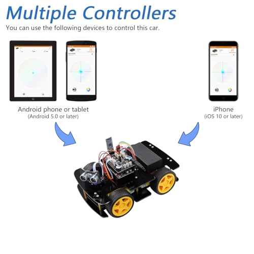 Freenove 4WD Car Kit (Compatible with Arduino IDE), Line Tracking, Obstacle Avoidance, Wireless Control App, Ultrasonic Sensor Motor Servo - color: Without Remote