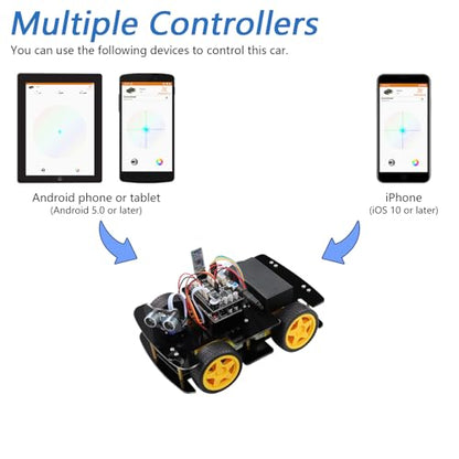 Freenove 4WD Car Kit (Compatible with Arduino IDE), Line Tracking, Obstacle Avoidance, Wireless Control App, Ultrasonic Sensor Motor Servo - color: Without Remote