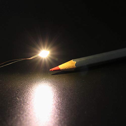 Evemodel 30pcs Pre-Wired Micro Litz Wire Warm White 0603 SMD LED Light 7.8'' Wire Resin Cover Waterproof CD0603WM - color: Gold
