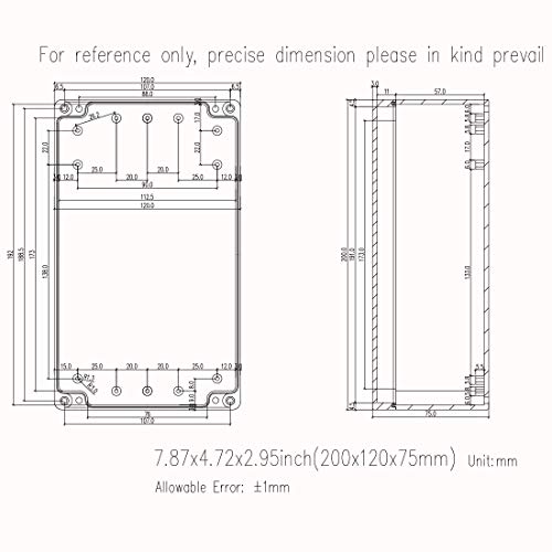 Junction Box, Zulkit Project Box IP65 Waterproof Outdoor Box ABS Plastic Electrical Boxes Electronic Enclosure Black 7.9 x 4.7 x 2.95 inch (200 x 120 x 75mm) - size: 7.9" x 4.7" x 2.95"(Pack of 1)