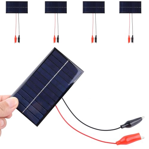 5Pcs Mini Solar Panels with Wire Clips, 5V 6V 0.84W Solar Cells