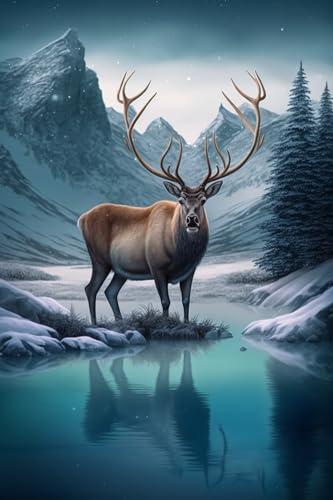 Hothostl 1000 Piece Puzzle for Adults, Winter Elk Jigsaw Puzzles 500 Pieces - 500 Pieces High Resolution, Matte Finish, Smooth Edging, No Dust Leisure Winter Elk Puzzle - color: Winter Elk