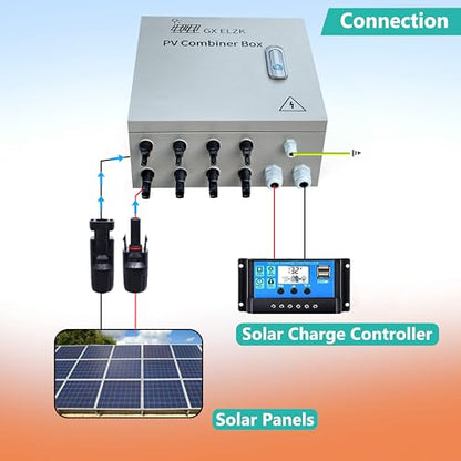 Hardcover Solar Combiner Box with 4 Strings, 80 A Circuit Breakers. This pv Combiner Box is Suitable for Off-Grid Solar Power High-Power Version - size: 4 string 80A